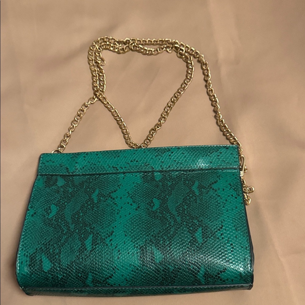 Green Snake Print # Chain Crossbody Bag